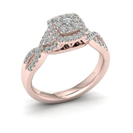 Imperial 1/2ct TDW Diamond 10K Rose Gold Twist Shank Engagement Ring