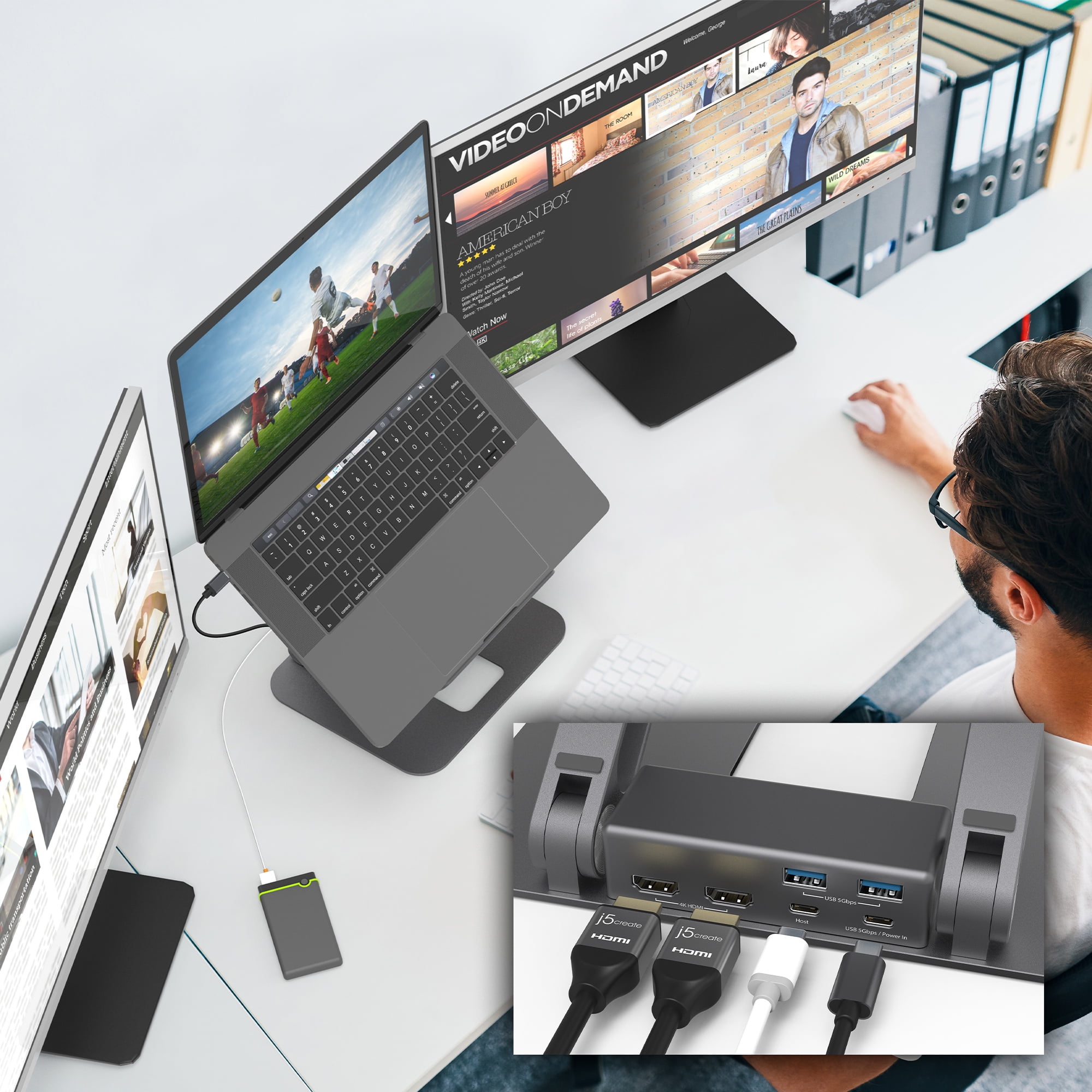 j5create, Multi-Angle Dual HDMI Docking Stand, JTS426
