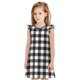 thumbnail image 1 of Fotbe Black White Plaid Vestido de Dormir para Niñas de 3 a 10 Años, Mangas Cortas, Estilo Princesa, Pijama Camisón con Mangas Voladas-Large, 1 of 6
