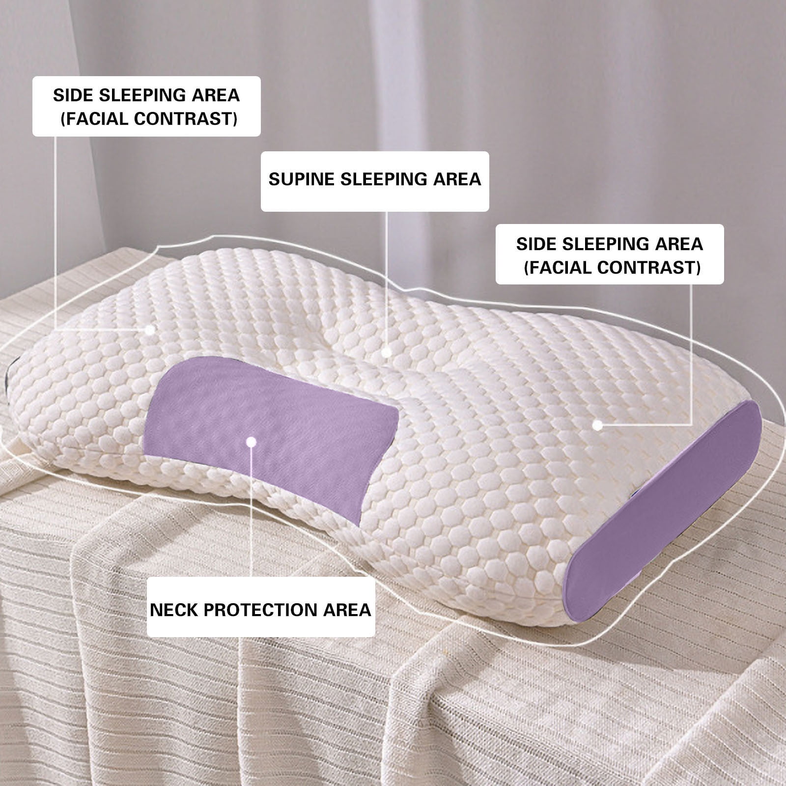 XiYing Soft Cervical Support Pillow, Non-Collapsing Core for Neck Pain Relief and Better Sleep, Low Profile 4Cm Sleeping Height, Polyester Fiber Filling, 40X63Cm, 1 Count