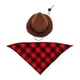 thumbnail image 3 of Sombrero Y Bufanda De Vaquero Para Perros, Cómodos Accesorios De Disfraz De Vaquero Para Mascotas Divertidos Con Bufanda Para Fiestas Para Perros Pequeños OTVIAP Rejilla Marrón+Roja, 3 of 8