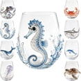 thumbnail image 7 of Sulaicai Artisanal Blue Ringed Octopus Glassware, Novelty 2D Octopuses Stemless Wine Glasses, Handcrafted Marine Animal Bar Glass for Coastal Home Decor Ocean Lovers, #09, 7 of 7