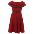 thumbnail image 2 of Little Girls Classic Layered Ruffle Graduation Holiday Party Flower Girl Dress Burgundy 4 (J21KS28), 2 of 3