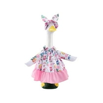 Elainilye Easter Goose Outfit Costume Set with Hat, Dress for 23 Inch Patio Garden Goose Statue, Spring Holiday Decoration for Yard, Porch, Home