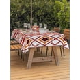 thumbnail image 3 of Outdoor Tablecloth with Umbrella Hole for Patio/Picnic/Party/Camping, Red Orange Southwest Waterproof Table Cloth Rectangle Table Cover Washable, Aztec Boho Ethnic Geometric Art (60"x 120"), 3 of 8
