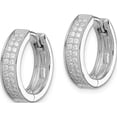 thumbnail image 2 of Sterling Silver Rhodium-Plated 2-Row Pave Hinged Hoop Earrings (17 X 17) Made In China qe12260, 2 of 5