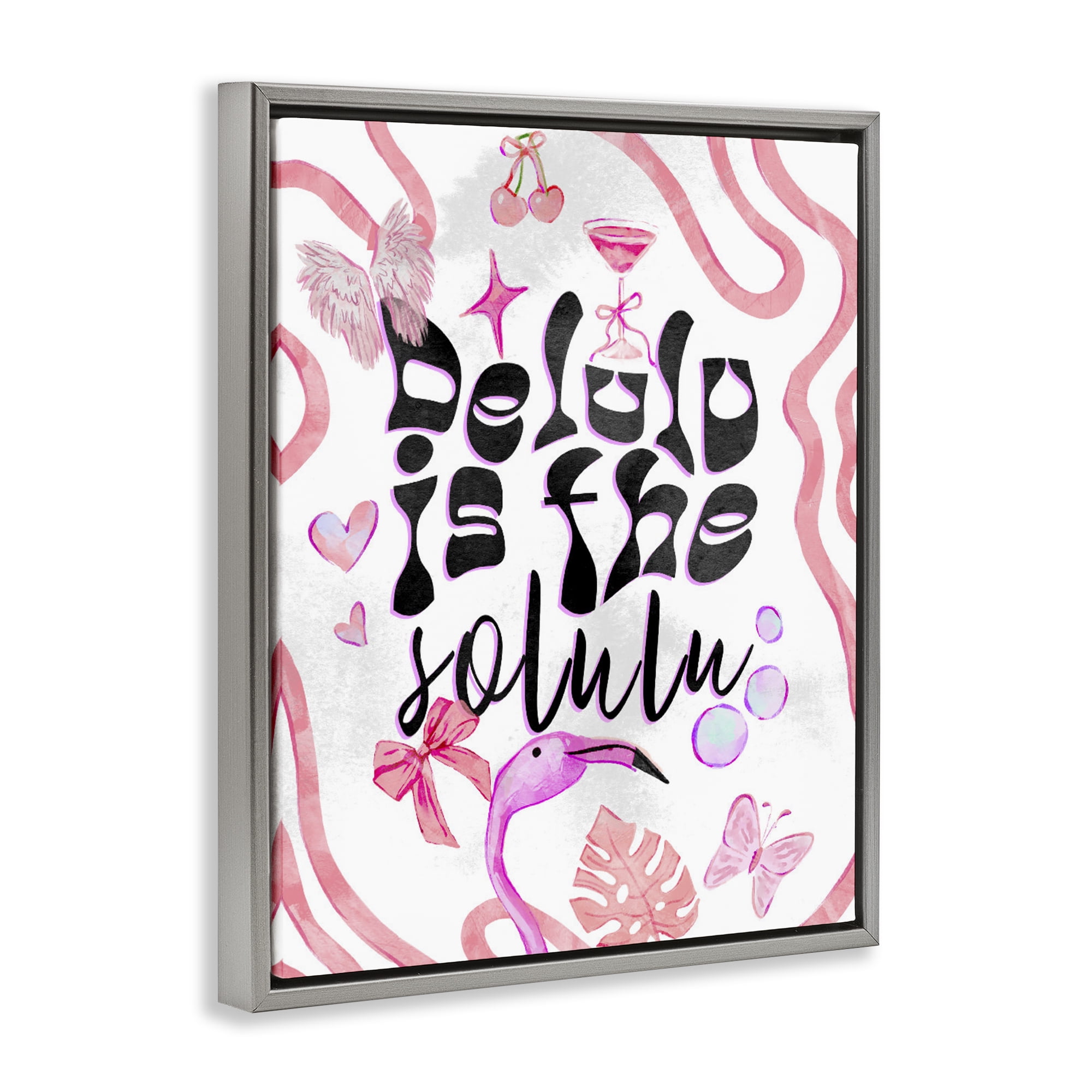 Stupell Industries Delulu Is The Solulu Gray Framed Floater Canvas Wall Art, design by Ziwei Li