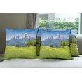 thumbnail image 6 of Ambesonne Mountain Throw Pillow Cover 4 Pack, Alps with Meadow Flora, 20", Green Blue, 6 of 7