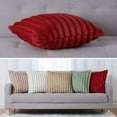 thumbnail image 5 of Cozy Faux Fur Throw Pillow Covers,Fluffy Fuzzy Striped Pillowcase, Plush Decorative Cushion Covers for Couch Sofa Bedroom Set of 2 Red 16"x16", 5 of 7