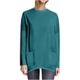 thumbnail image 1 of Plebaso Chemises à Poches pour Femmes Manches Longues Tunique Décontractée Col Rond Hauts Unis Amples Blouses Printemps Été, 1 of 7