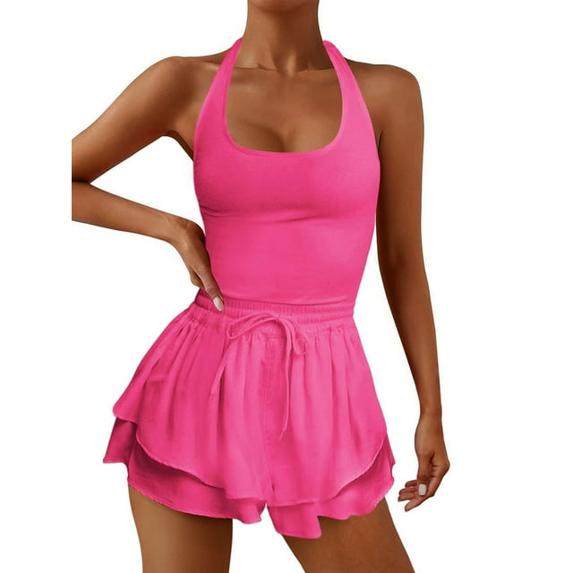 Diconna Women Tennis Playsuits Solid Color Sleeveless Cross Backless Workout Rompers Summer Yoga Jumpsuits Gym Clothes