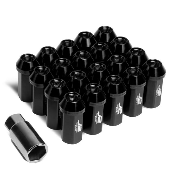 J2 Engineering LN-T7-005-15-BK J2 Engineering 7075 -T6 Forged Aluminum M12x1.5 20Pcs 50mm Height Close -End Lug Nut Set w/Adapter Key (Black)