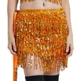 thumbnail image 1 of Justharion Jupe Mini Passion Danse du Ventre Large Application Paillettes Franges Jupe Orange, 1 of 6