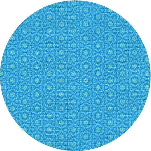 Ahgly Company Machine Washable Indoor Round Transitional Bright Cyan Blue Area Rugs, 4' Round