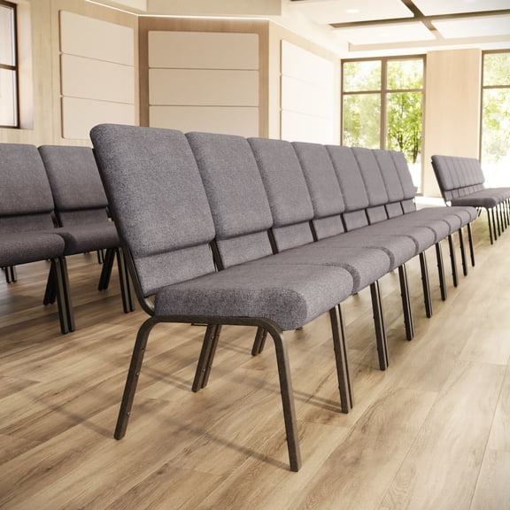 Flash Furniture Gray Fabric Church Chair,PK4 4-XU-CH-60096-BEIJING-GY-GG