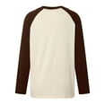 thumbnail image 4 of Women's T-Shirts Long Sleeve Womens Fall Tops Crewneck With Shoulder Matching Color Blouses Business Casual Brown XL, 4 of 5