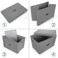 thumbnail image 3 of Linen Fabric Collapsible Storage Bins With Removable Lids And Handles, Washable Storage Box Containers Baskets Cube With Cover(gray, Large), 3 of 4