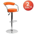 thumbnail image 3 of Flash Furniture Taft 2 Pk. Contemporary Orange Vinyl Adjustable Height Barstool with Arms and Chrome Base, 3 of 8