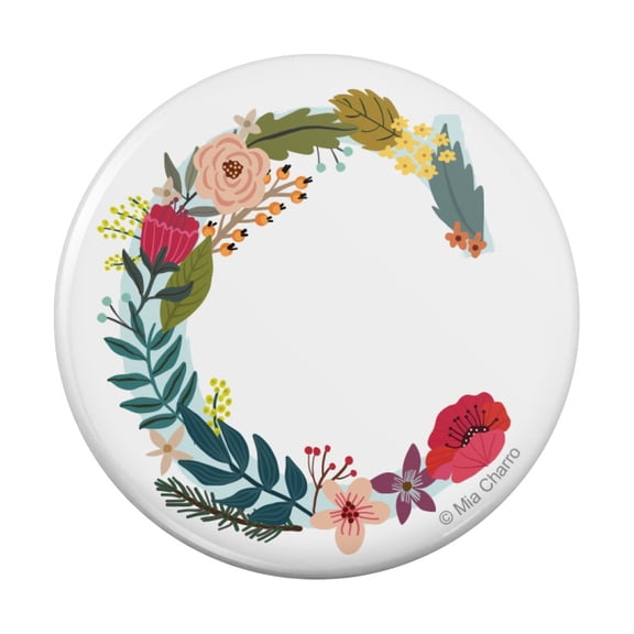 Letter C Floral Monogram Initial Pinback Button Pin