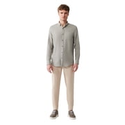 Avva Mens 100% Cotton, Regular Fit, Long Sleeve, Button Collar, Pocket Waffle, Dobby Shirt, X-Large, Grey