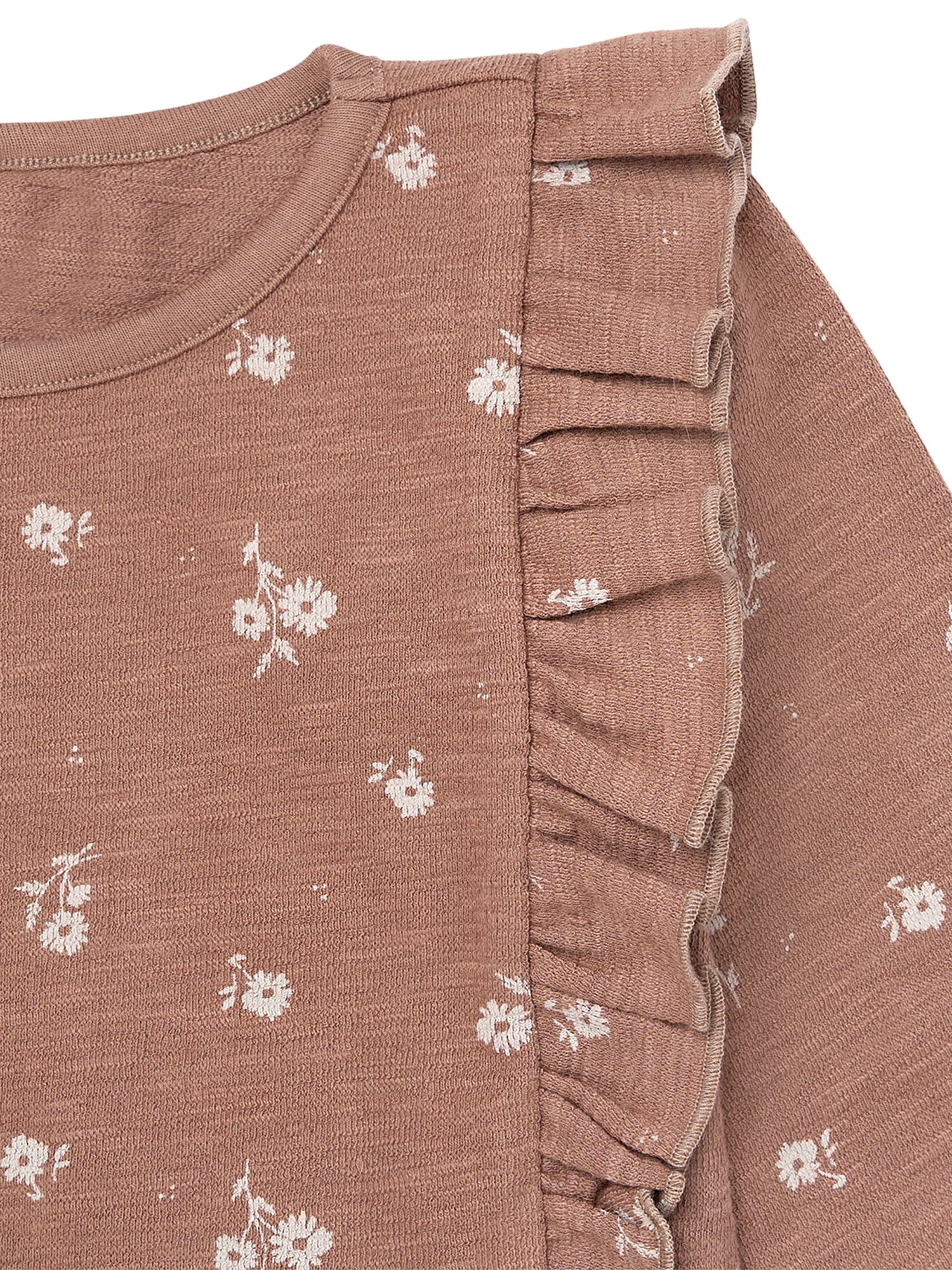 Modern Moments by Gerber Toddler Girl Long Sleeve Ruffle Crop Top, Sizes 12 Months - 5T
