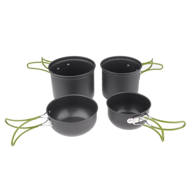 Juego de 4 utensilios de cocina portátiles para exteriores, para acampar, picnic, olla para cocinar, para acampar, mochileros, caminatas, prepar Macarena Macetas para acampar al aire libre