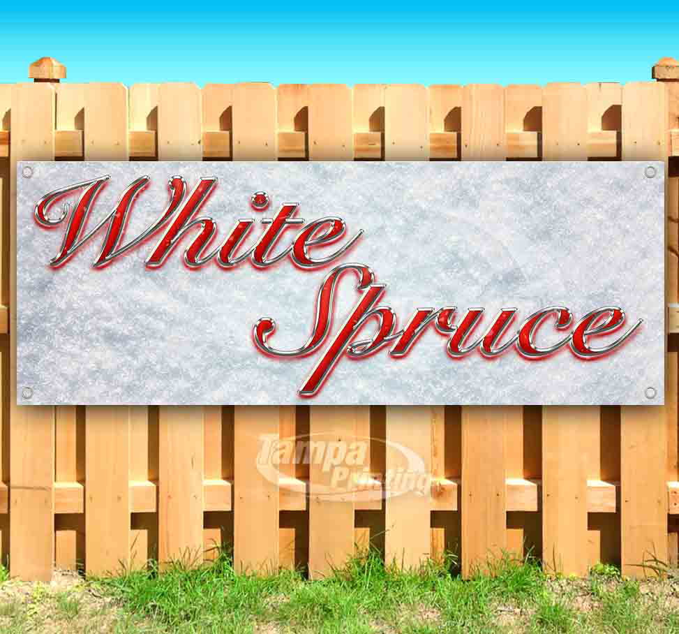 Non-Fabric White Spruce 13 oz Banner Heavy-Duty Vinyl Single-Sided with Metal Grommets 