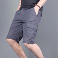 thumbnail image 4 of WIZUTIZ Men's Cargo Shorts Solid Color Multi-Pocket Drawstring Elastic Waist Cropped Breathable Lightweight Summer Casual Comfy Active Work Shorts, 4 of 4
