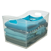 Mainstays Clear Plastic Utility Storage Bin Organizer with Built-In Handles, Large Storage Container for Pantry, Closet, Cabinet and Shelf Organization, 15.3 x 10.4 x 9.8