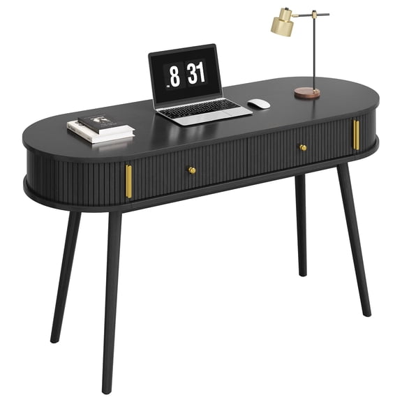 Office Desk with 2 Drawers, 55" Laptop Computer Work Study Desk | Executive Computer Table with Storage for Home Office Bedroom,Black