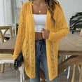 thumbnail image 5 of gakvbuo Long Cardigan Sweaters For Women Women Casual Hollow Out Solid Color Buttonless Jacket Cardigan Tops, 5 of 7
