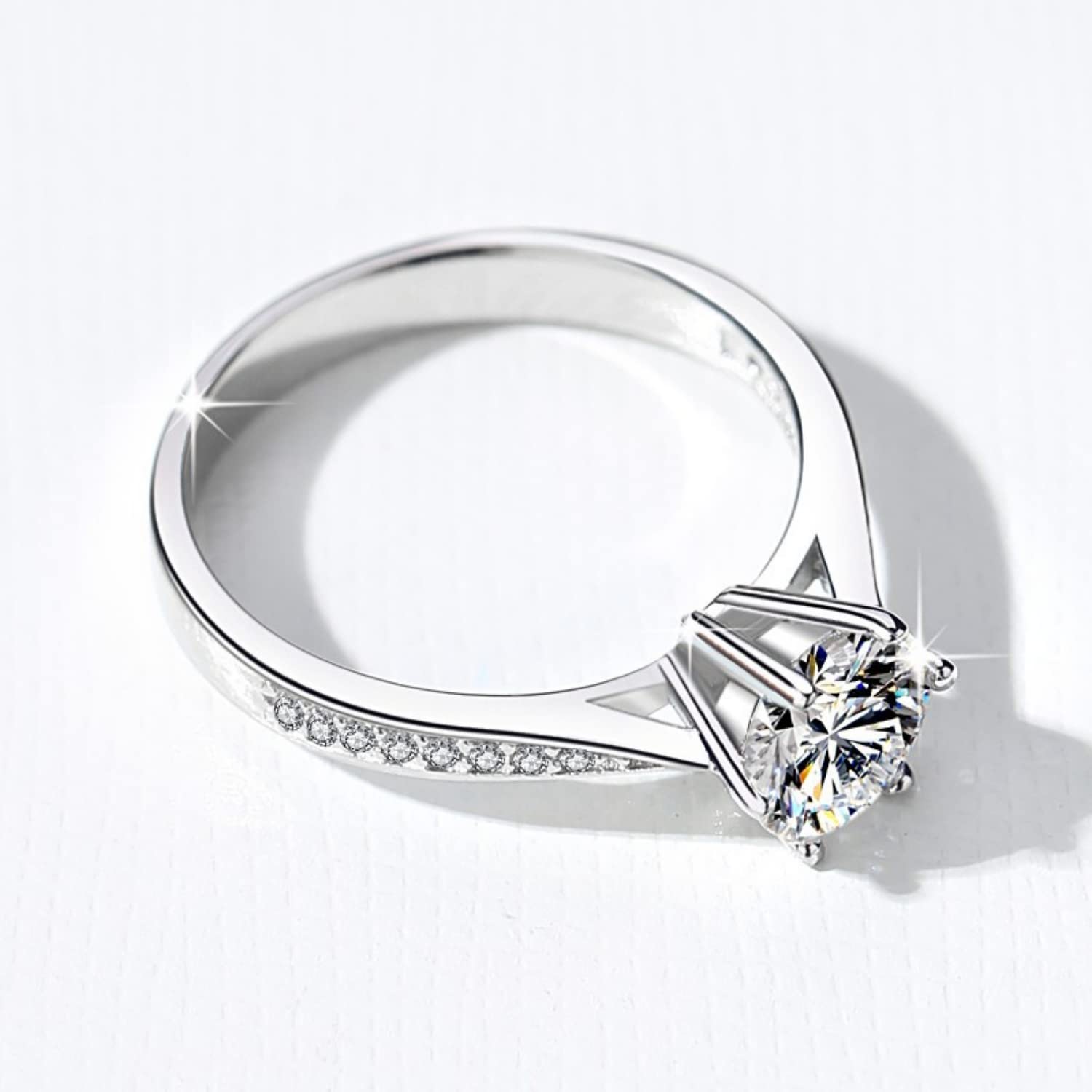 WAHZAUS 2 to 5 Carat D Color VVS1 Moissanite Engagement Rings for Women, S925 Sterling Silver Diamond Rings for Wedding Valentine's Day Birthday Gift with Certificate