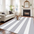 thumbnail image 3 of Rectangle Area Rug 6x9ft,Classic Light Grey and White Stripes Washable Carpet Non-Slip Runner Accent Rugs Indoor Floor Mat for Bedroom Living Room Decor,Modern Lines, 3 of 9