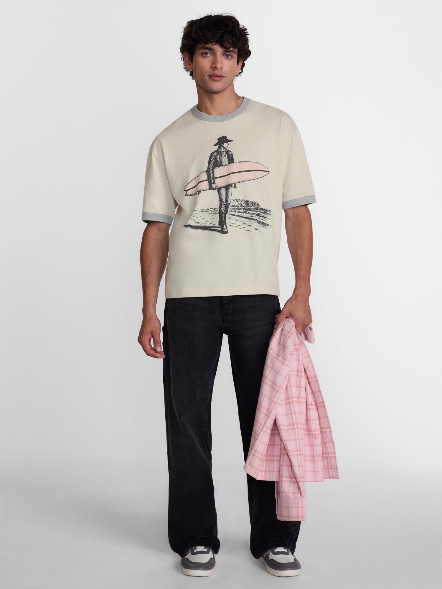 No Boundaries Cotton Ringer Tee, Men's & Big Men’s XS-3XL