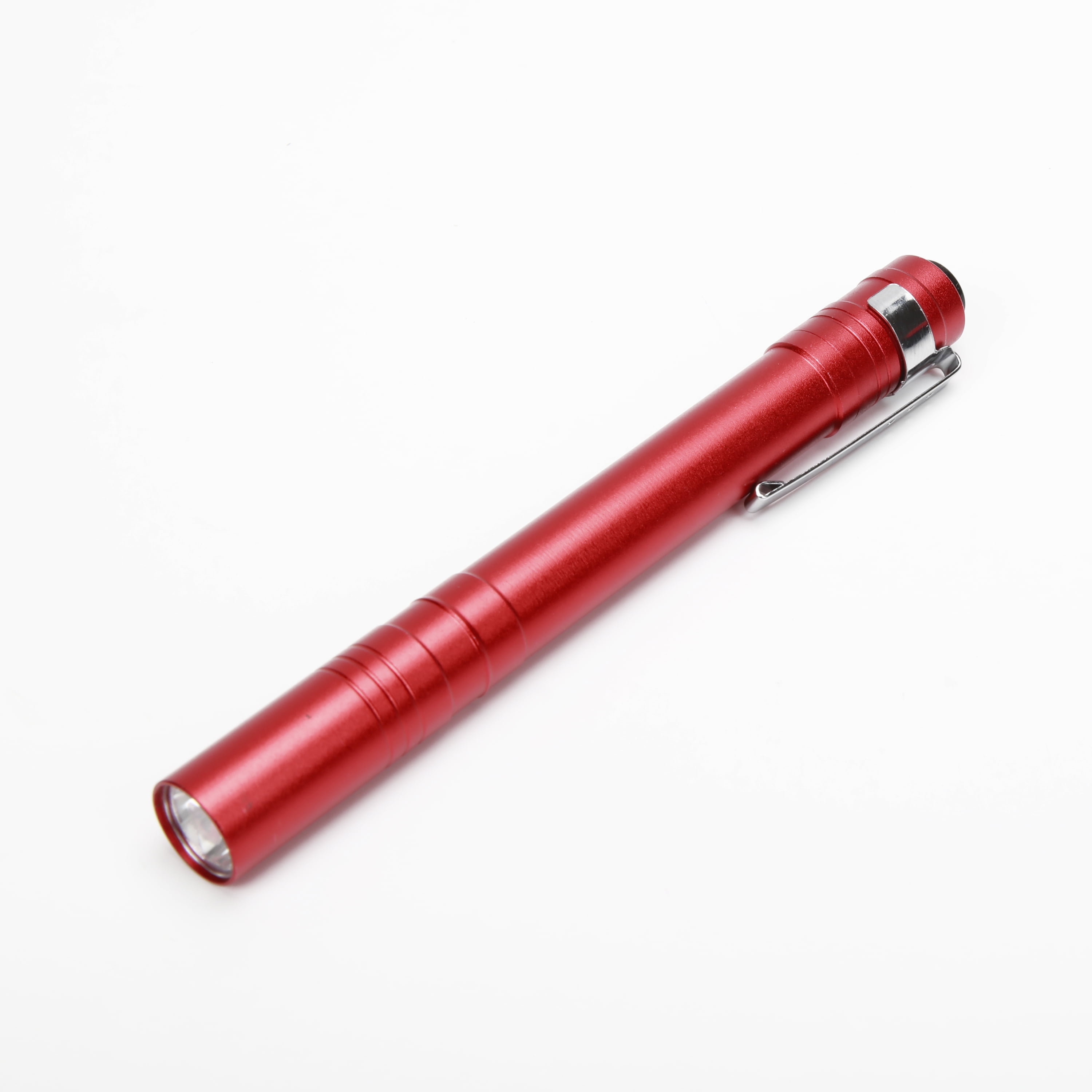 Hyper Tough Aluminum Pen Flashlight with Clip, LED, Black or Red
