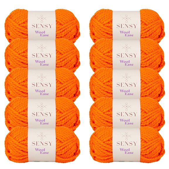 10 Skeins of Sensy Wool Ease Yarn, 3.5 oz, 66 Yards, Gauge 6 Super Bulky (Pumpkin)