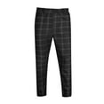 thumbnail image 4 of WTOBBY Men's Stretch Slim-Fit Plaid Business Trousers for Golf and Office, Fashionable Casual Pants with Elastic Waist and Professional Look, Comfortable for All-Day Wear ,Black M, 4 of 5