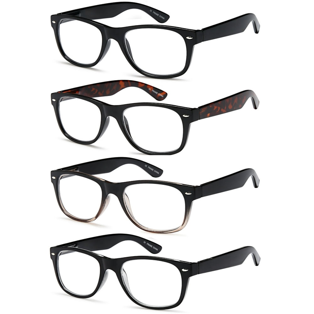 Gamma Ray Reading Glasses - 4 Pairs Spring Hinge Readers for Men and ...