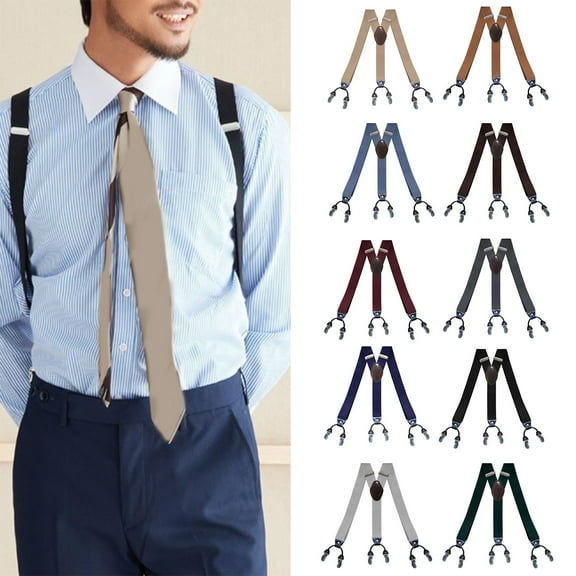 Eoperou Men Suspenders Adjustable Quick Release Wear-Resistant Non-Slip with Heavy-Duty Clips Multipurpose Polyester Men Y-Back Suspenders Dad Gift for Men