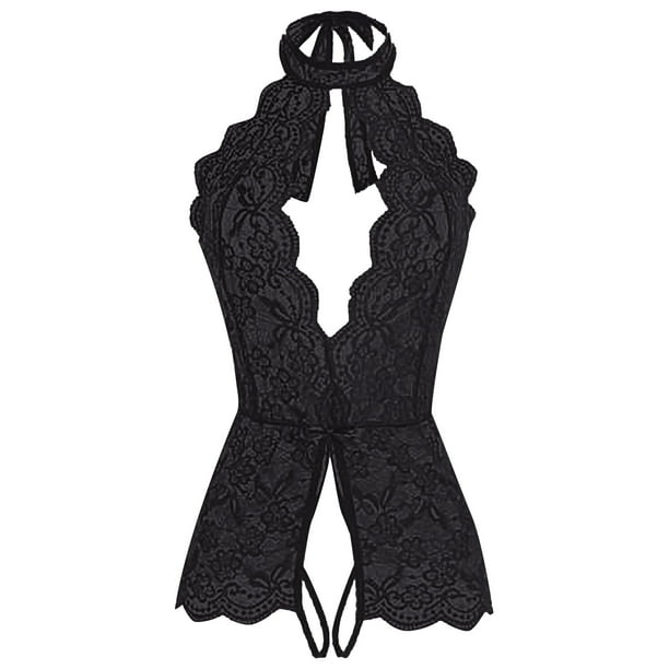 Buy Bikini, Estonished Black See Through Halter Tie Up Neck Bridal Lace  Lingerie Set, EST-NFLS-006