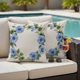 thumbnail image 5 of Spring Blue Flower Wreath Pillow Covers 2 Pack Country Watercolor Floral Bud Leaf Linen Pillowcase Waterproof Outdoor Throw Pillow Cover for Patio Garden Square Cushion 24”x24”, 5 of 9