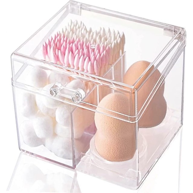 Contenedores de maquillaje multifunción, soporte para esponjas de maquillaje, organizador de almacenamiento para encimera de tocador.