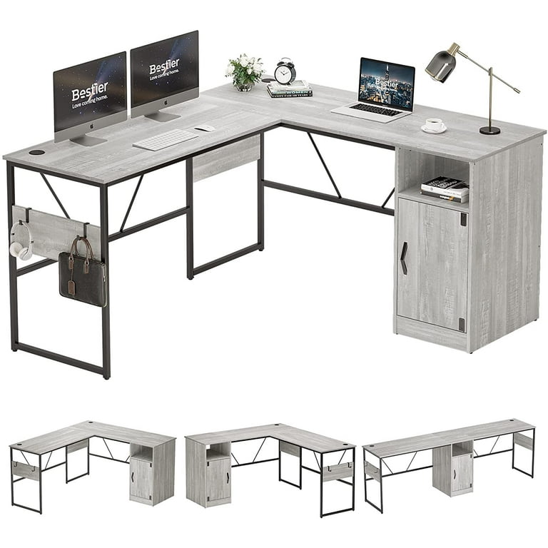 Bestier 60" L-Shaped Computer Desk with Storage for 2 Person photo 1