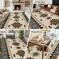 thumbnail image 6 of 5x7 Area Rugs for Living Room, Boho Southwest Non Slip Area Rugs for Kitchen Bedroom Entryway, Farmhouse Aztec Tribe Brown Blue Plaid Washable Carpet Runner Rug Floor Mats for Bedroom Home Decor, 6 of 9
