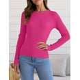 thumbnail image 3 of Women's Long Sleeve Crewneck Tops 2024 Spring Fall Clothes Ribbed Knit Sweater Slim Fitted Casual Basic Tee Shirts, 3 of 4