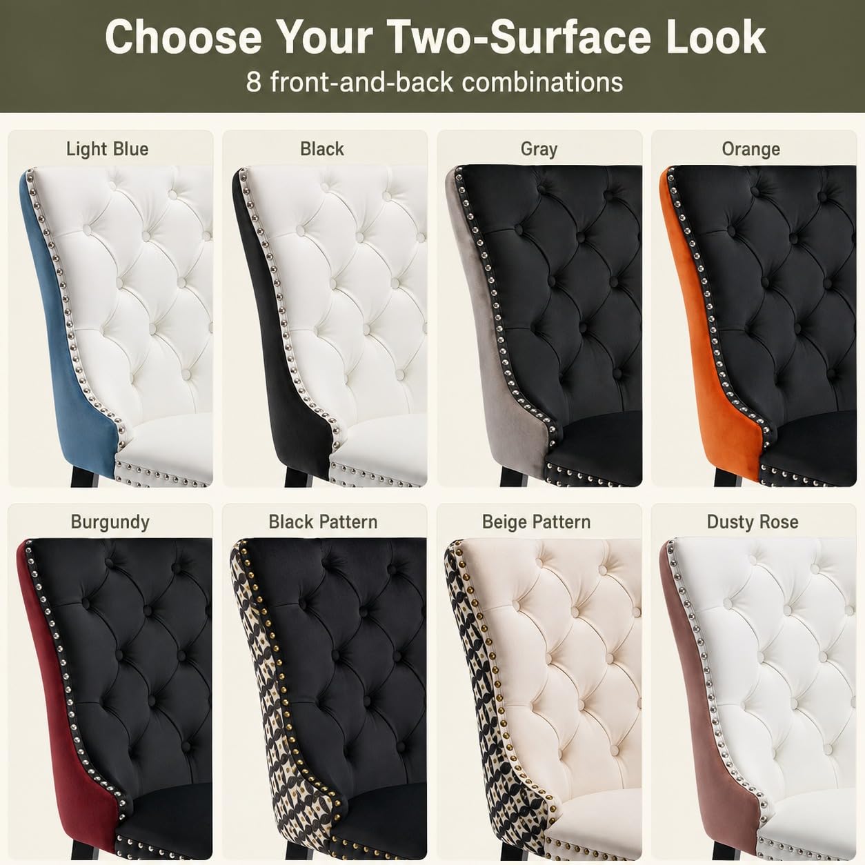 Oduse-Daily Tufted Dining Chairs Set of 2, Two-Tone photo 7