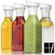 thumbnail image 1 of 4-Pack Heavy Duty Beverage Pitchers with Flip Top Lids, Square Base Plastic Water Carafe for Water, Tea, Juice, Milk, Lemonade, 1 of 5