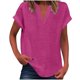 thumbnail image 1 of Vestidos Casuales Para Mujer, Blusas De Mujer De Moda Suéter de mujer de color liso de imitación de lino y lino con hombros descubiertos y cuello en V de manga corta a la moda, 1 of 5
