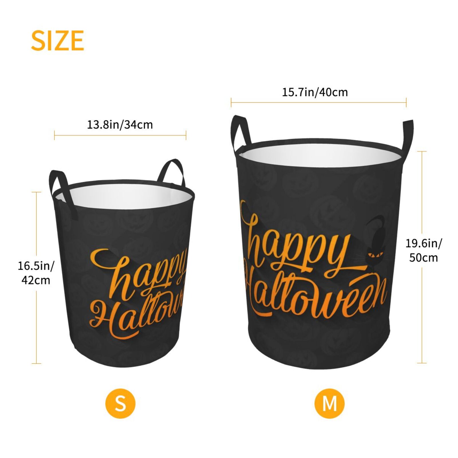 Large Laundry Basket with Handles - Happy Halloween Kids Baby Dirty Clothes Laundry Hamper for Bedroom Aesthetic