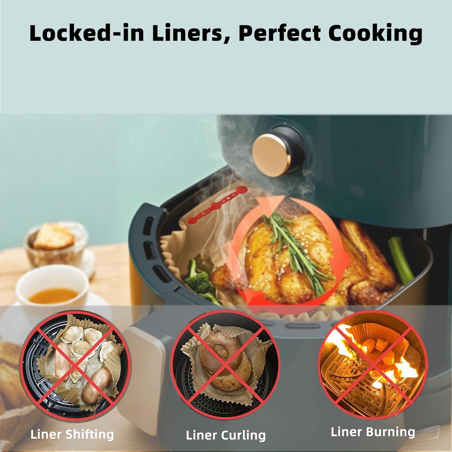 JJEAN-12Pcs Air Fryer Magnet Silicone Buckle for Holding Down Parchment Paper LinerKeep Air Fryer Paper Liners in Place Prevent Burning (RED, 4Set 12Pcs)